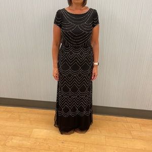 Adrianna Papell evening gown black with silver beading New with tags Extra beads